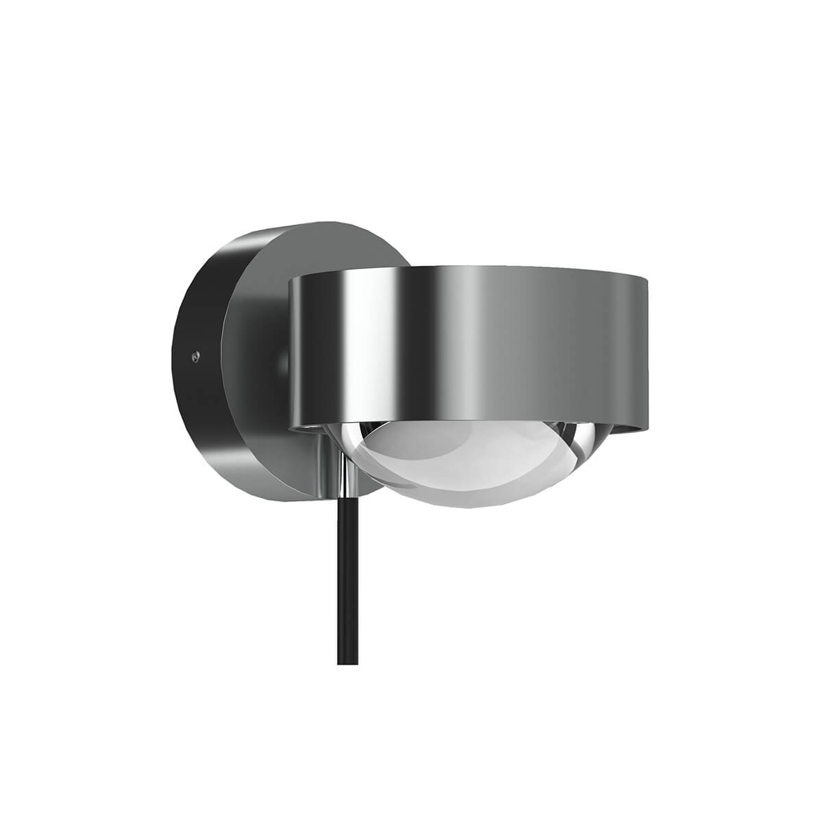 Top Light Puk Mini Wall + Wandleuchte, Gehäuse, Chrom matt, mit Linse klar / Glas satiniert (nicht inbegriffen)