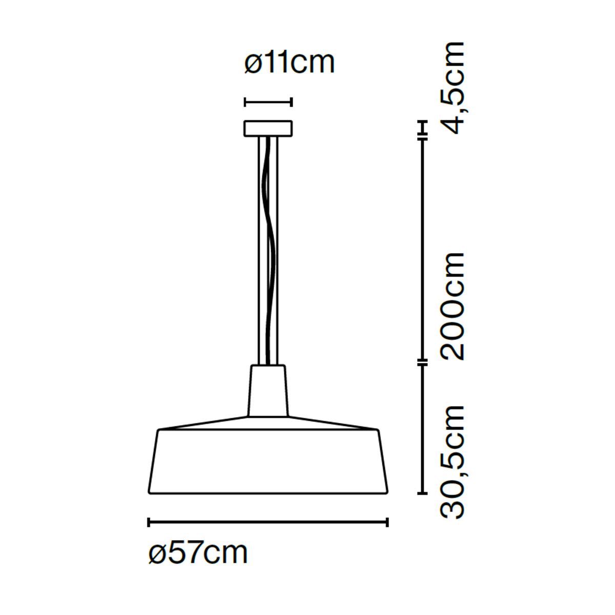 Marset Soho 57 IP44 LED Pendelleuchte Outdoor, Maßzeichnung
