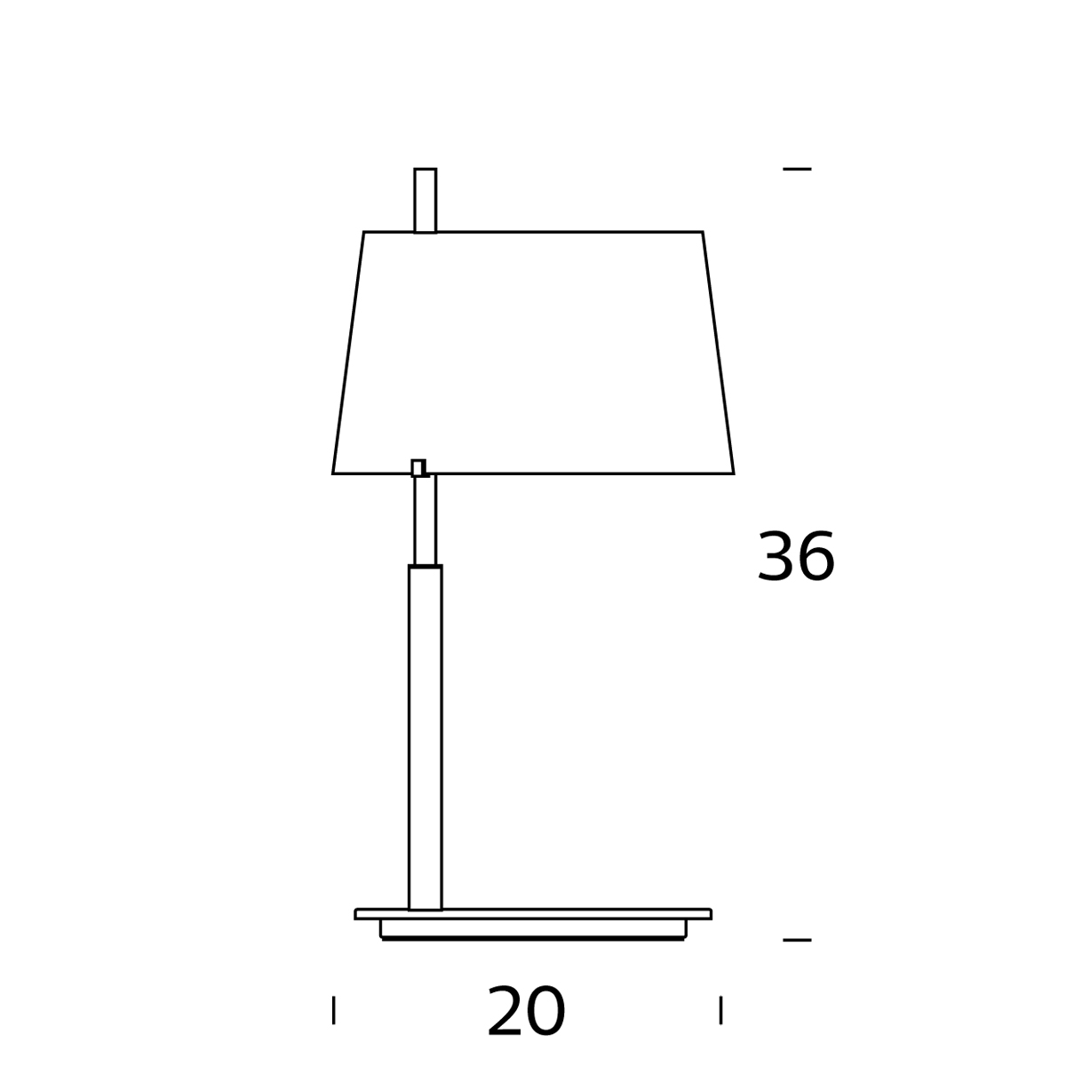 Fontana Arte Passion Tischleuchte, Höhe: 36 cm, Maßzeichnung