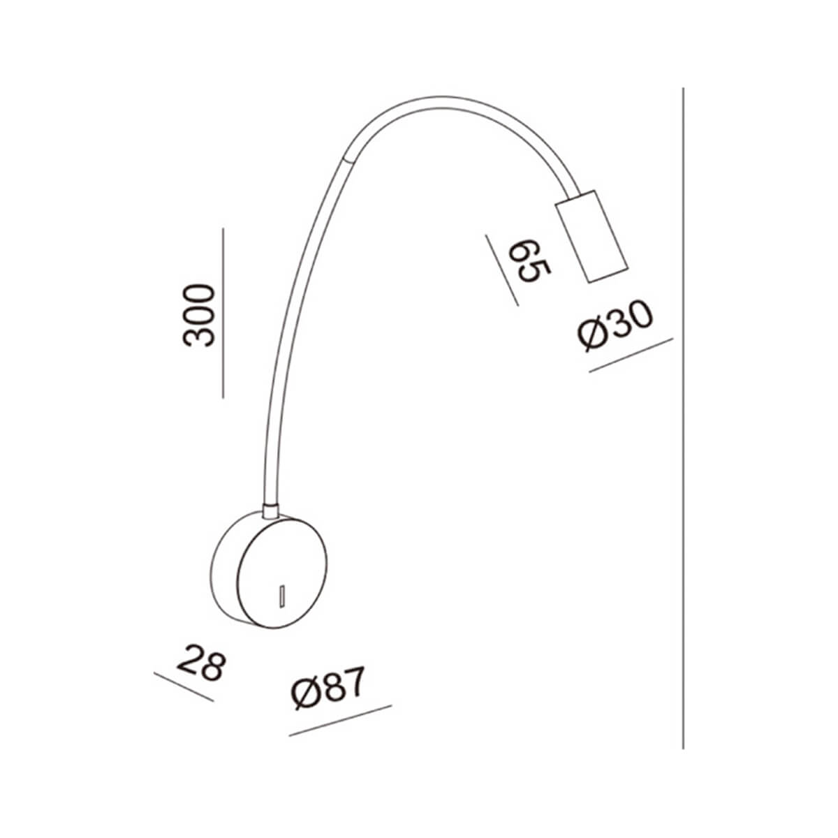Fabas Luce Flux LED Wandleuchte, Maßzeichnung