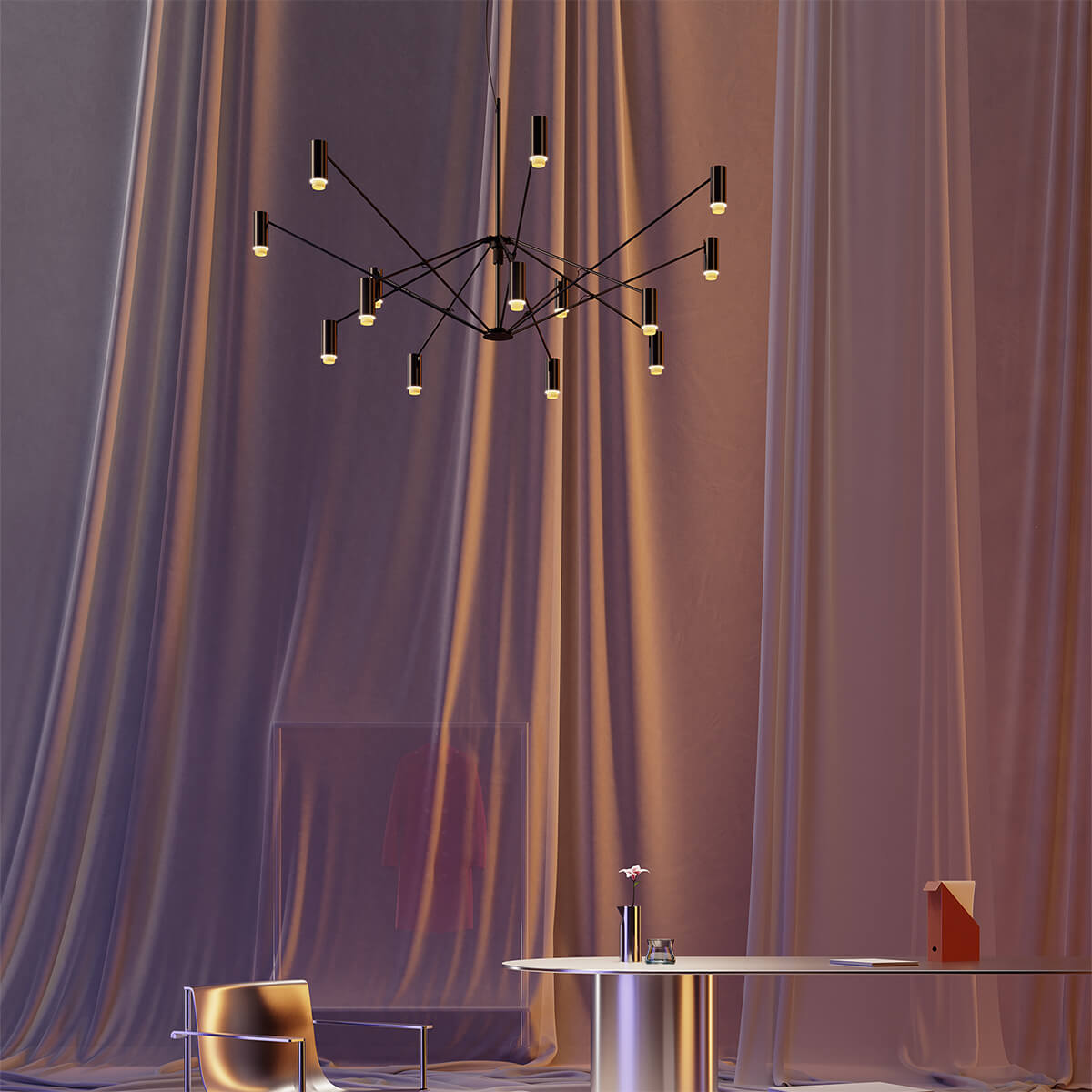 Marset The W LED Pendelleuchte, schwarz / Gold