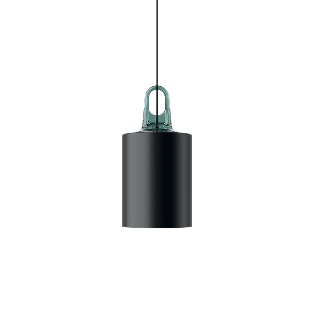 Lodes Jim Cylinder Pendelleuchte, türkis / schwarz matt