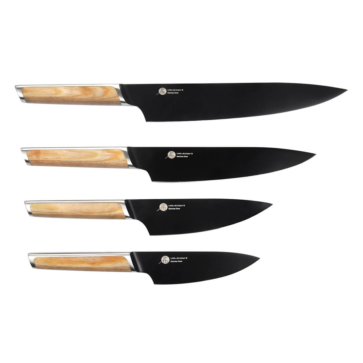 Everdure by heston blumenthal Kochmesser, Klingenlänge: 25,4 cm, 20,3 cm, 15,2 cm und 12,7 cm (v.o.n.u.)