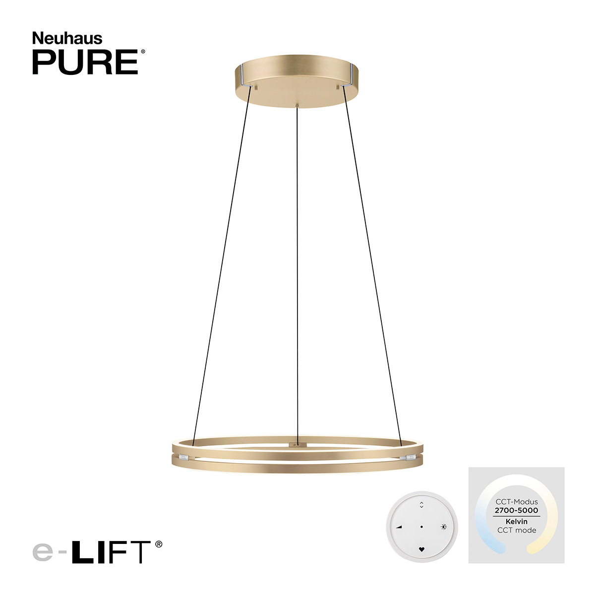 Neuhaus PURE E-Loop LED Pendelleuchte, Messing matt