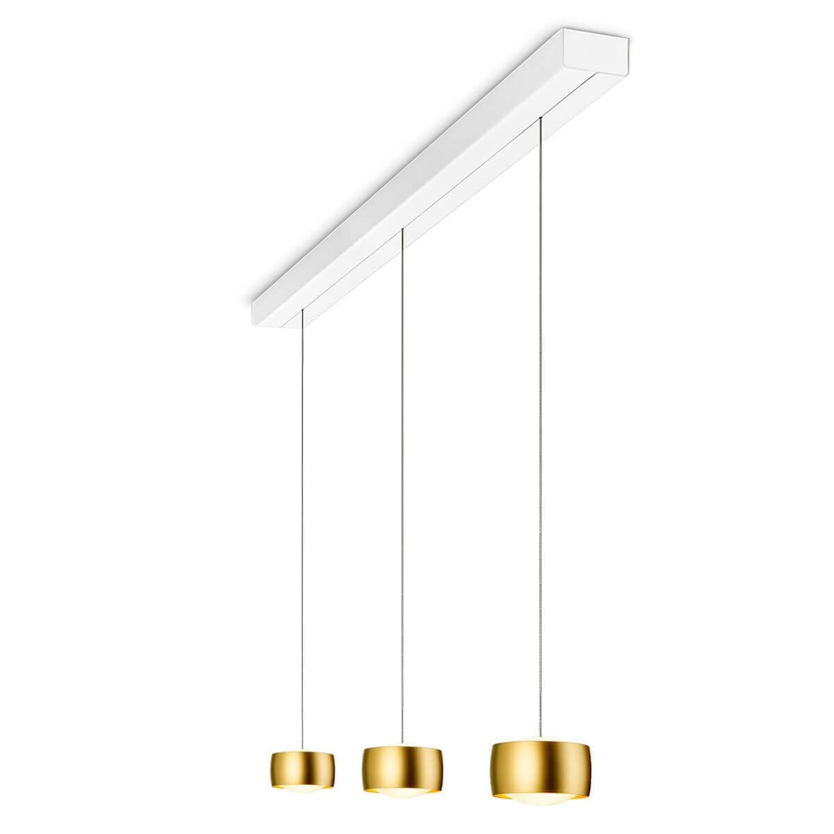 Oligo Grace LED Pendelleuchte, 3-flg., TW, unsichtbare Höhenverstellung, Baldachin: weiß, Gold