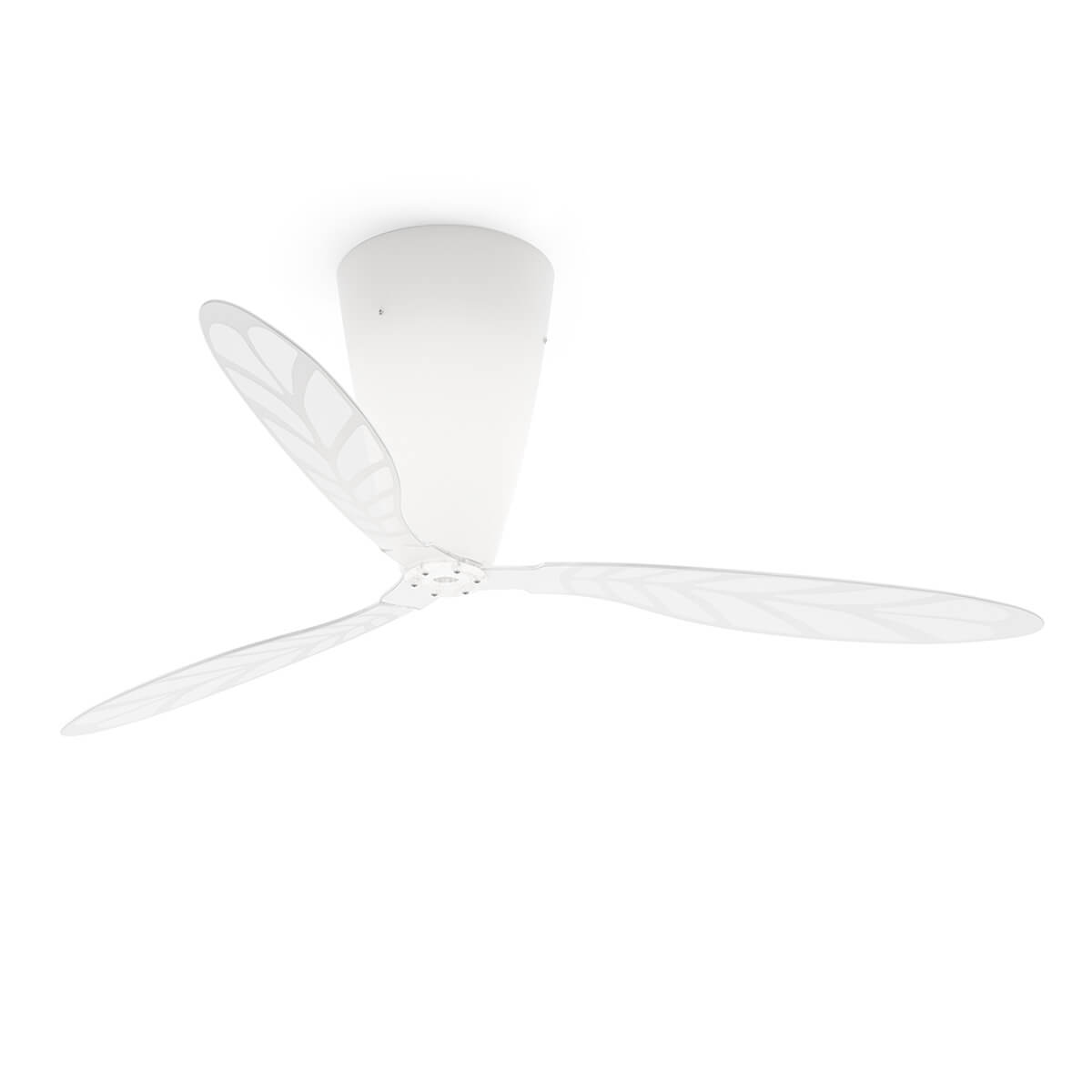 Luceplan Blow Soffitto Deckenventilator mit Licht, Flügel: siebgedruckt, transparent