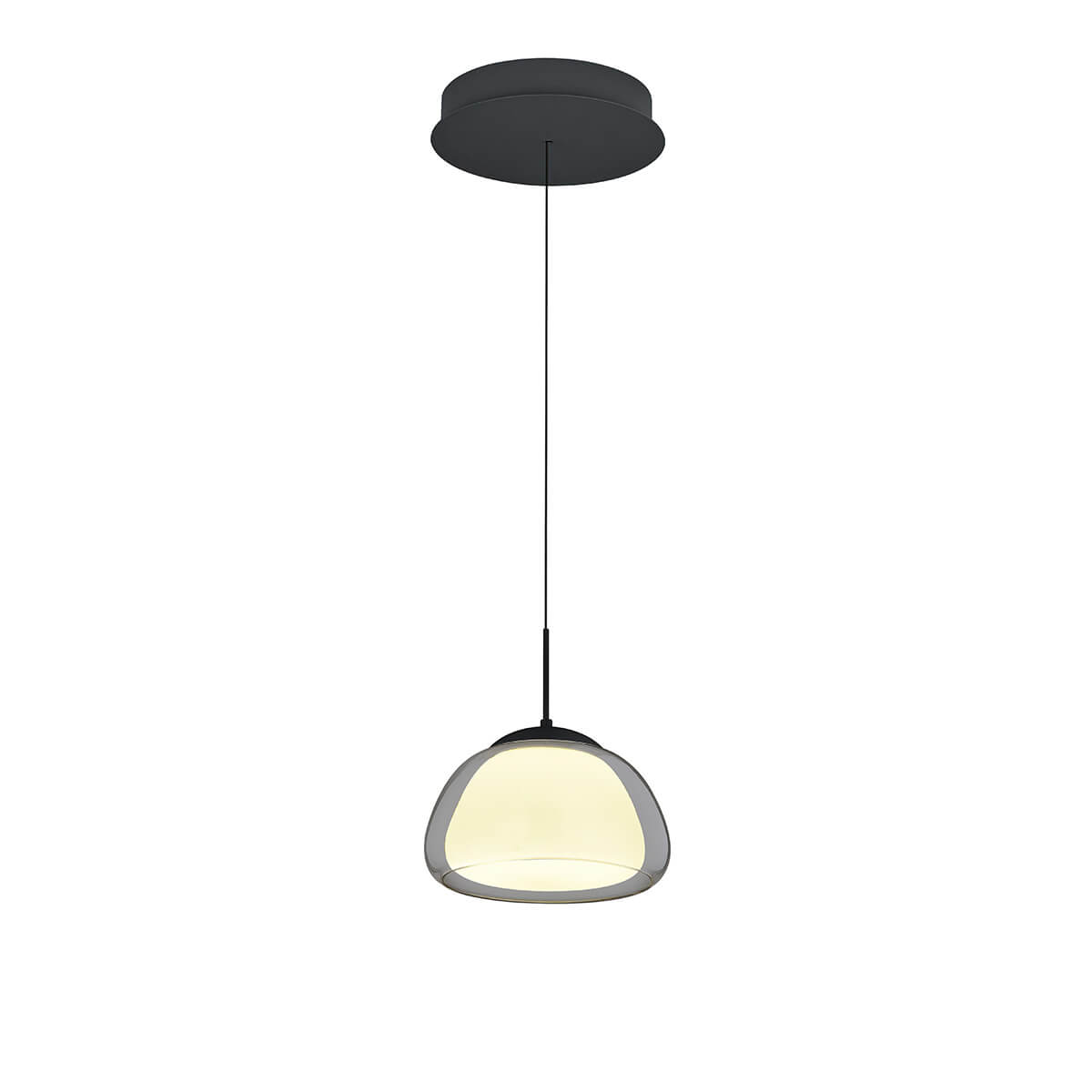 HELL Luxxo LED Pendelleuchte, Ø: 24,5 cm, schwarz / Rauchglas