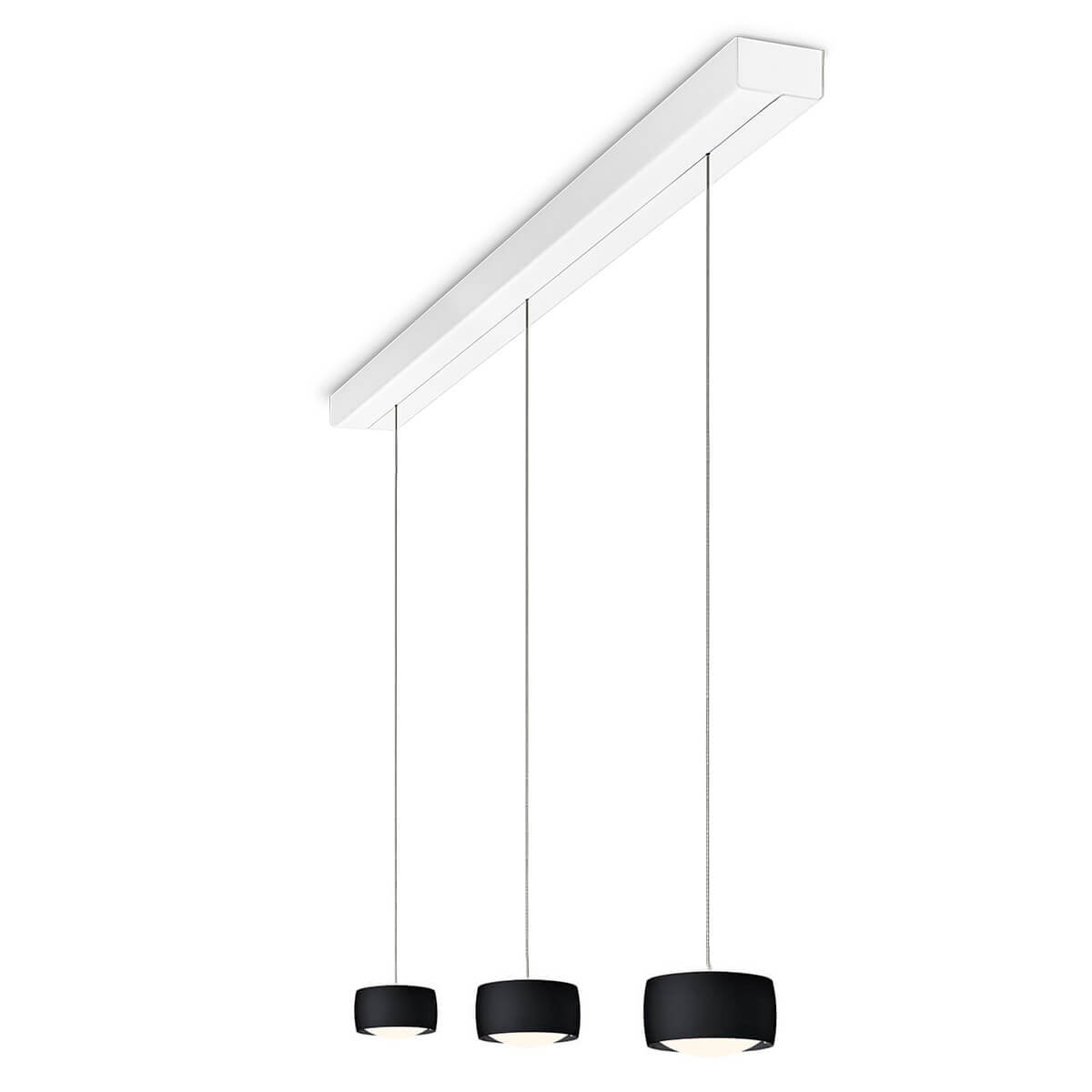 Oligo Grace LED Pendelleuchte, 3-flg., TW, unsichtbare Höhenverstellung, Baldachin: weiß, schwarz matt
