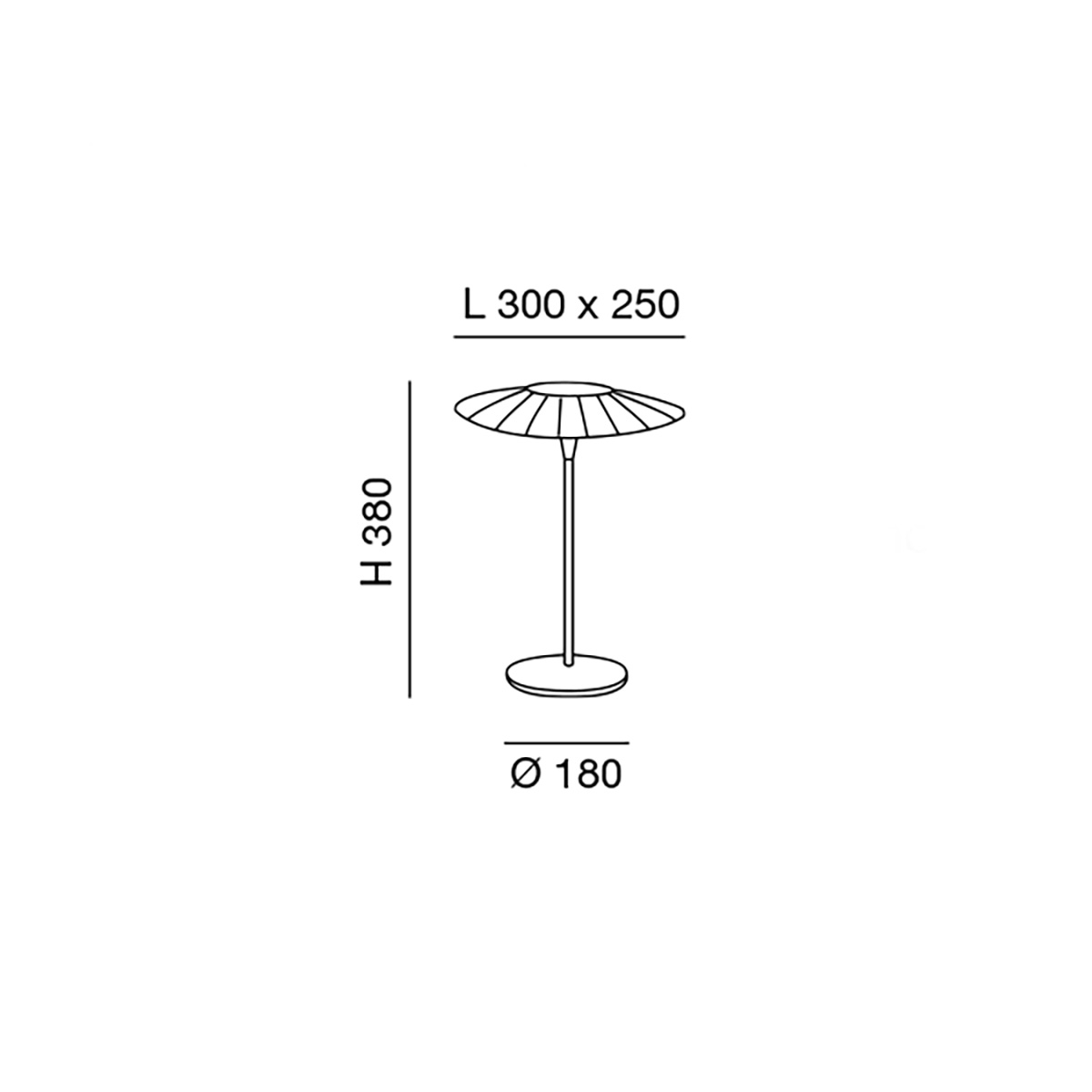 Fabas Luce Vela LED Tischleuchte, Maßzeichnung