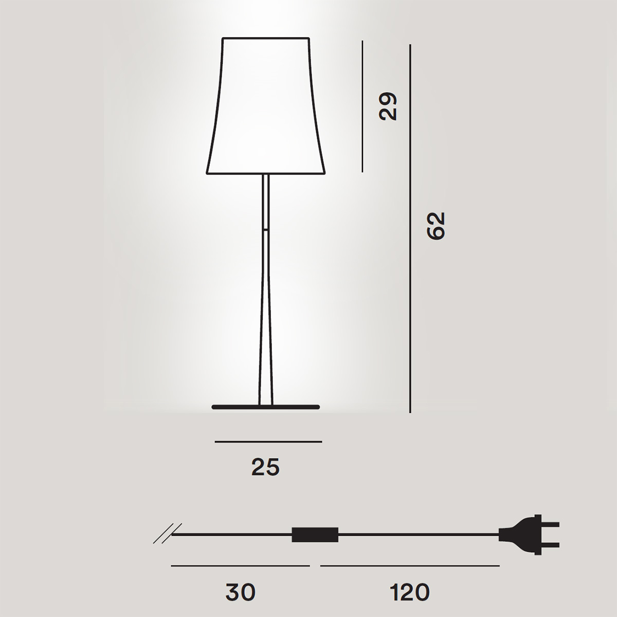 Foscarini Birdie Easy Grande Tavolo, Maßzeichnung