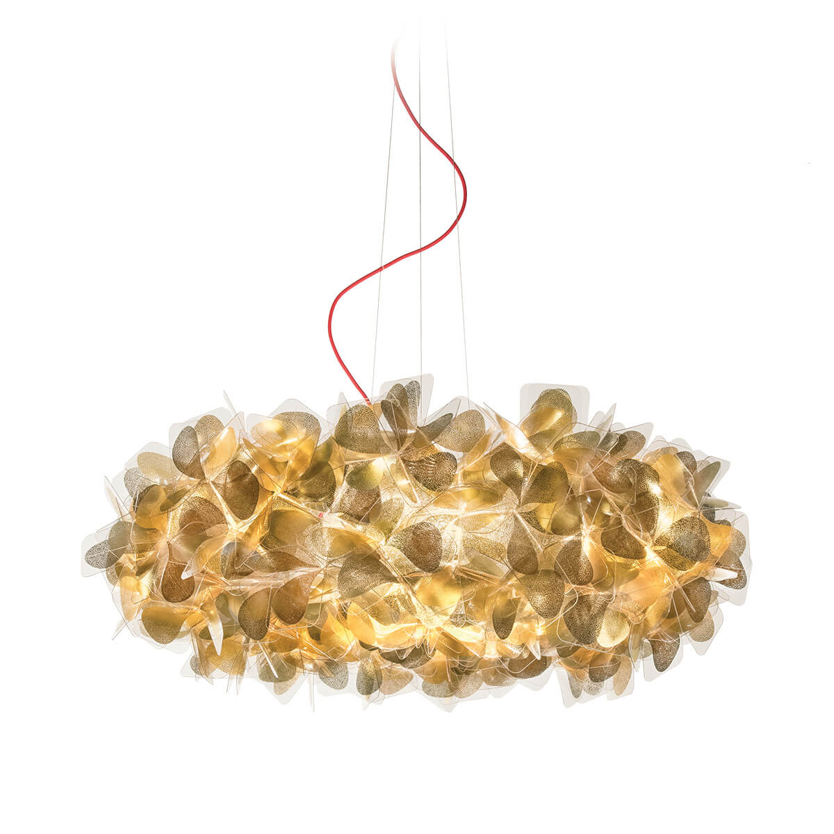 Slamp Clizia Mama non Mama Suspension Large, Gold, Textilkabel: rot