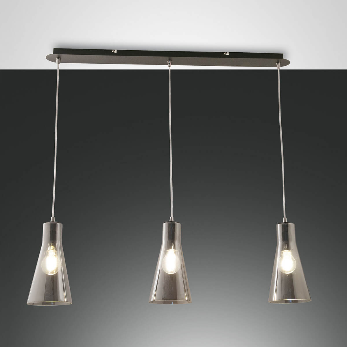 Fabas Luce Dafne Pendelleuchte, 3-flg., grau transparent