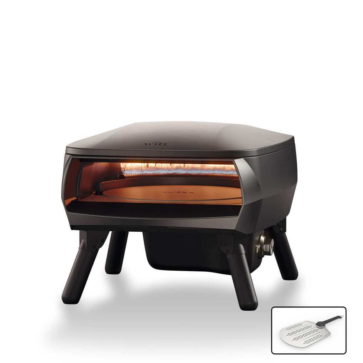 Witt ETNA Rotante Piccolo Pizzaofen Bundle, 1 Brenner, rotierend, schwarz matt