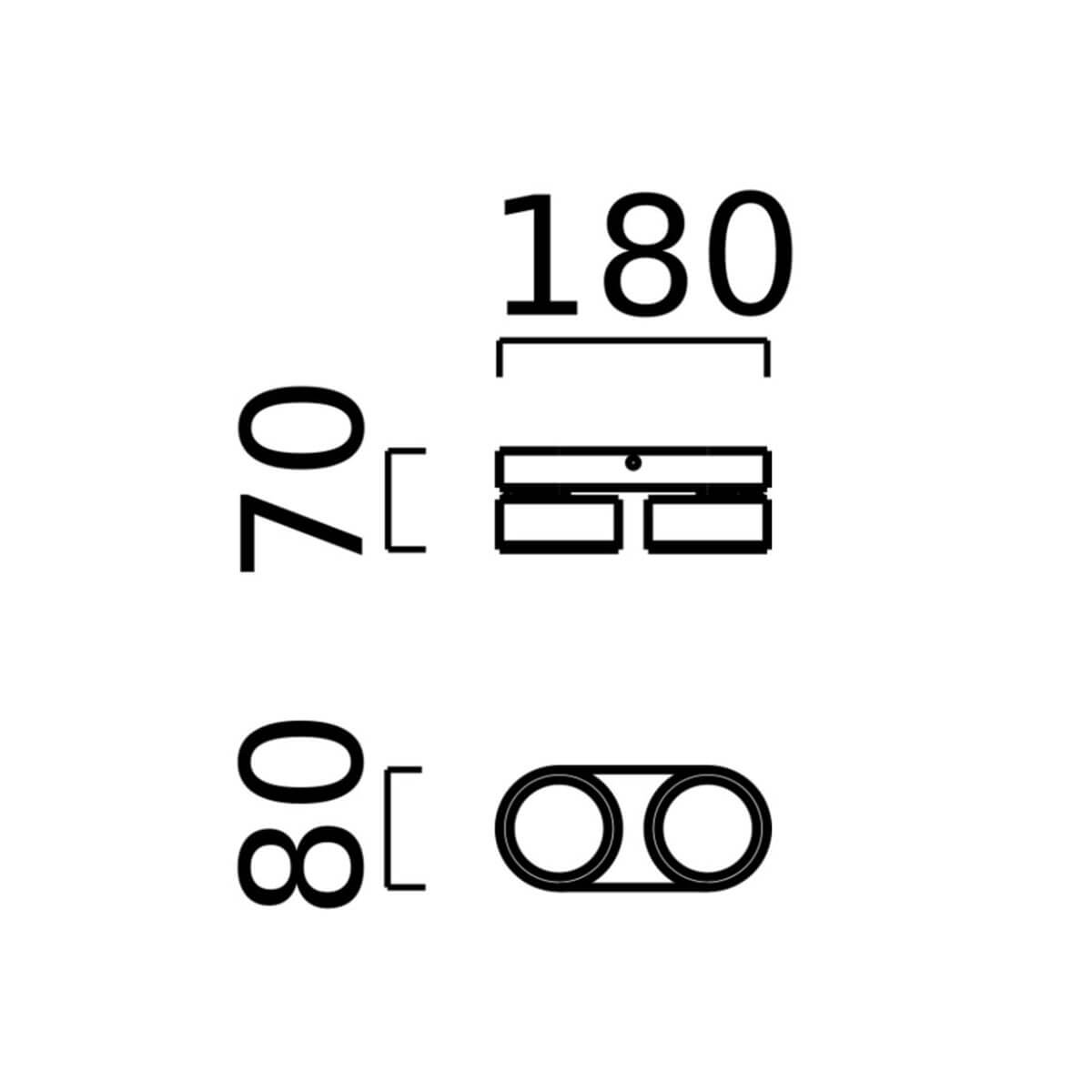 Helestra Pax LED Deckenstrahler, 2-flg., Maßzeichnung