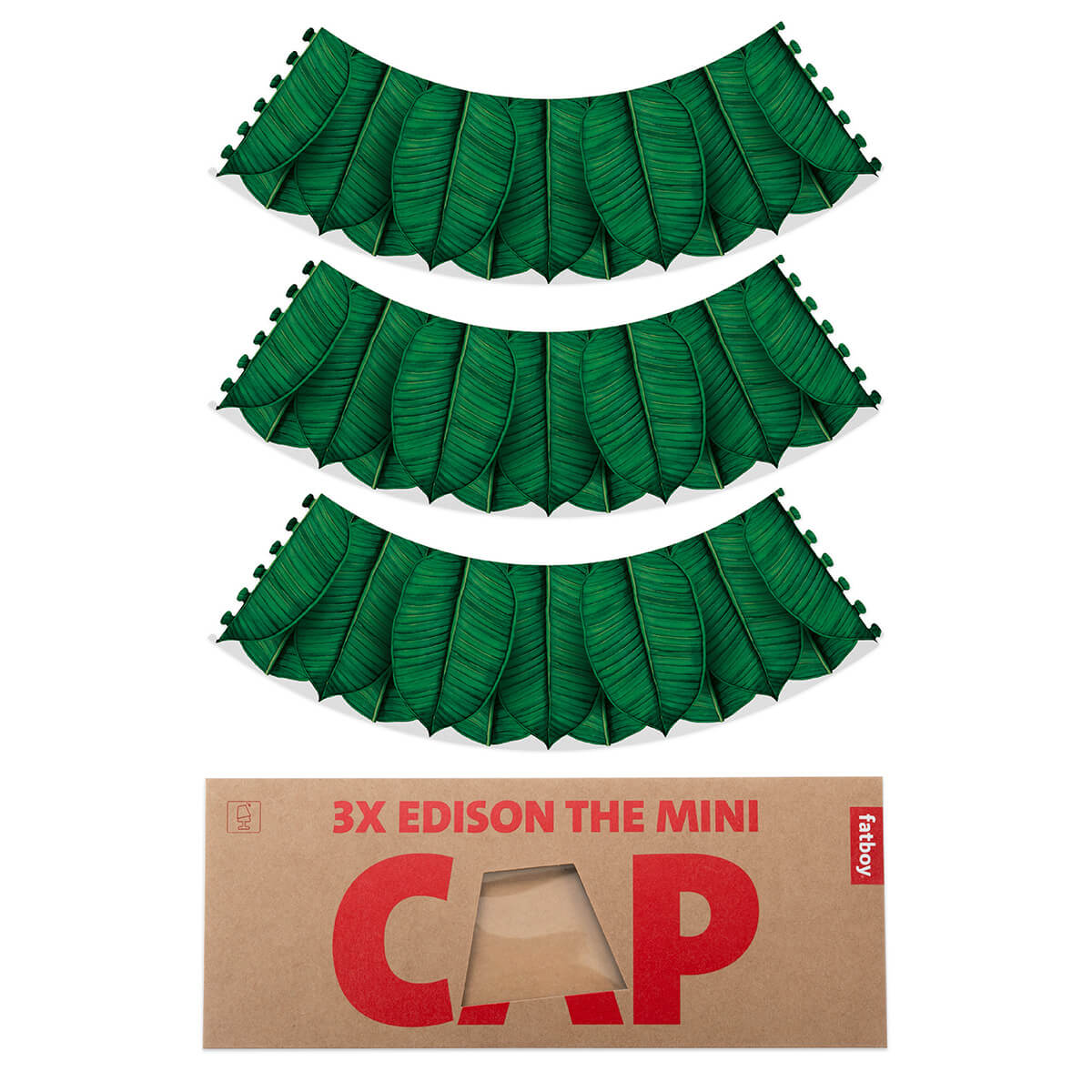 Fatboy Mini Cappie Be Leaf, 3er-Set, für Edison the Mini, Blättermotiv, Verpackung