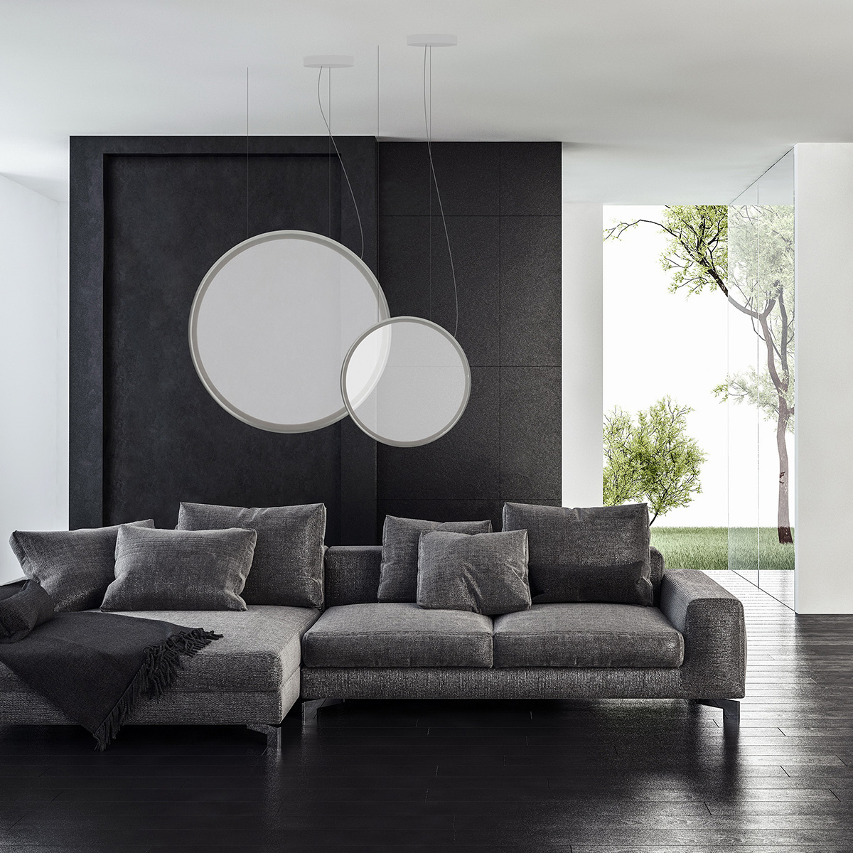 Artemide Design Discovery Vertical 70 LED Sospensione und Discovery Vertical 100 LED Sospensione, Aluminium satiniert