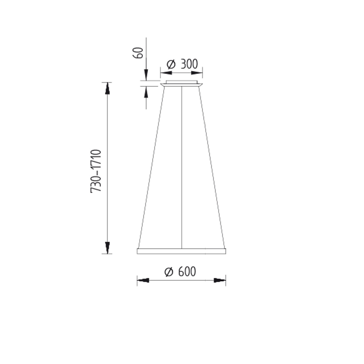 Knapstein Svea-L60 LED Pendelleuchte, höhenverstellbar, Maßzeichnung