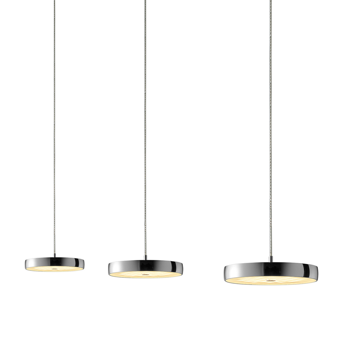 Oligo Decent LED Pendelleuchte, 3-flg., TW, unsichtbare Höhenverstellung, Baldachin: weiß matt, Chrom
