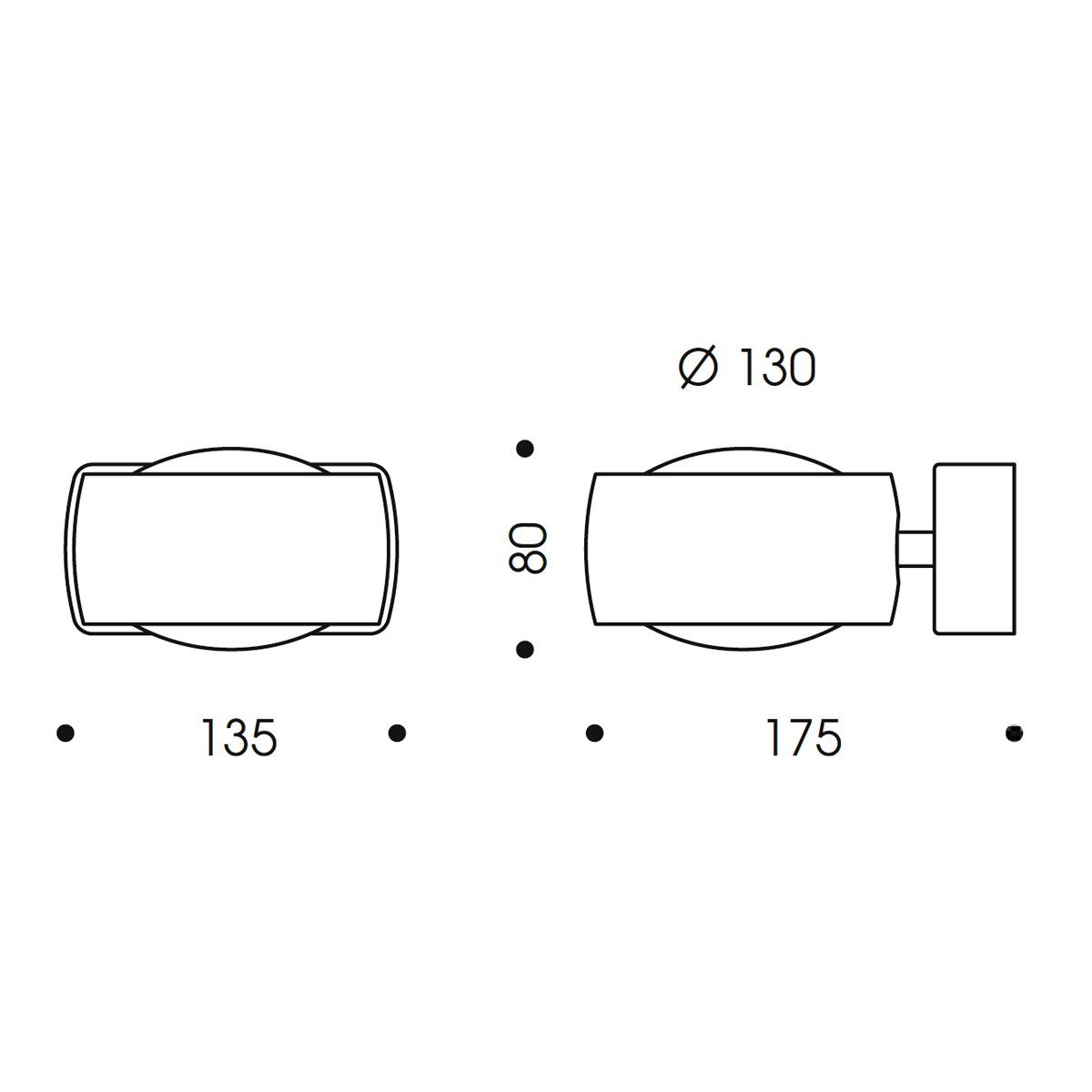 Oligo Grace LED Wandleuchte, Maßzeichnung