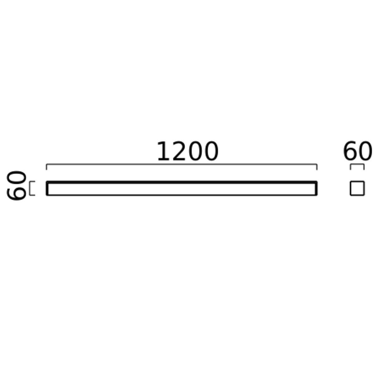 Helestra Nok LED Wand- / Spiegelleuchte, Länge: 120 cm, Maßzeichnung