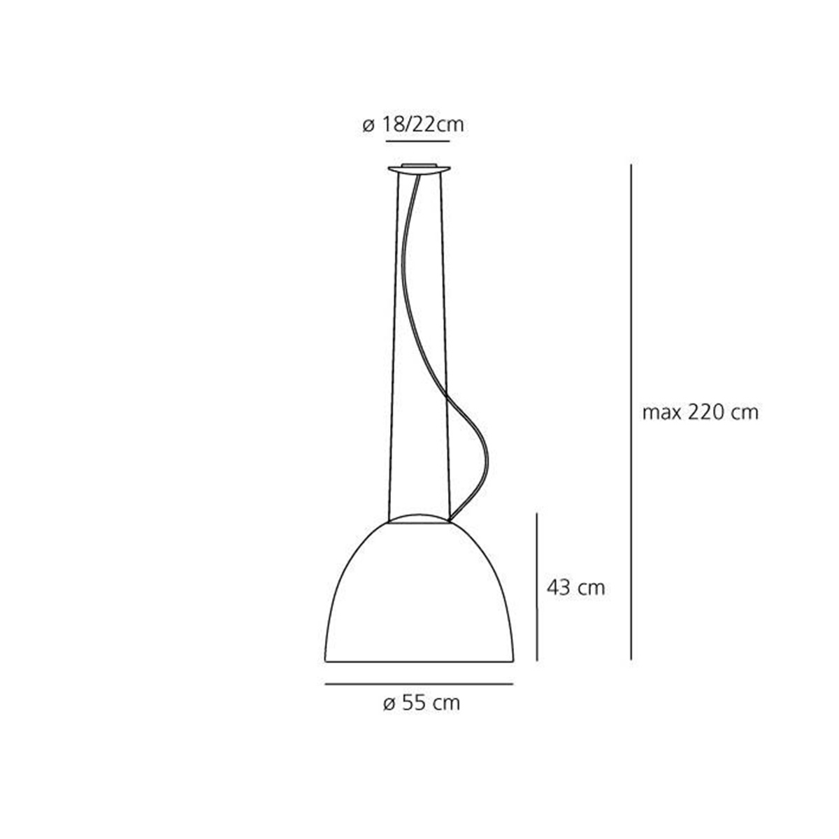 Artemide Nur Sospensione, Maßzeichnung