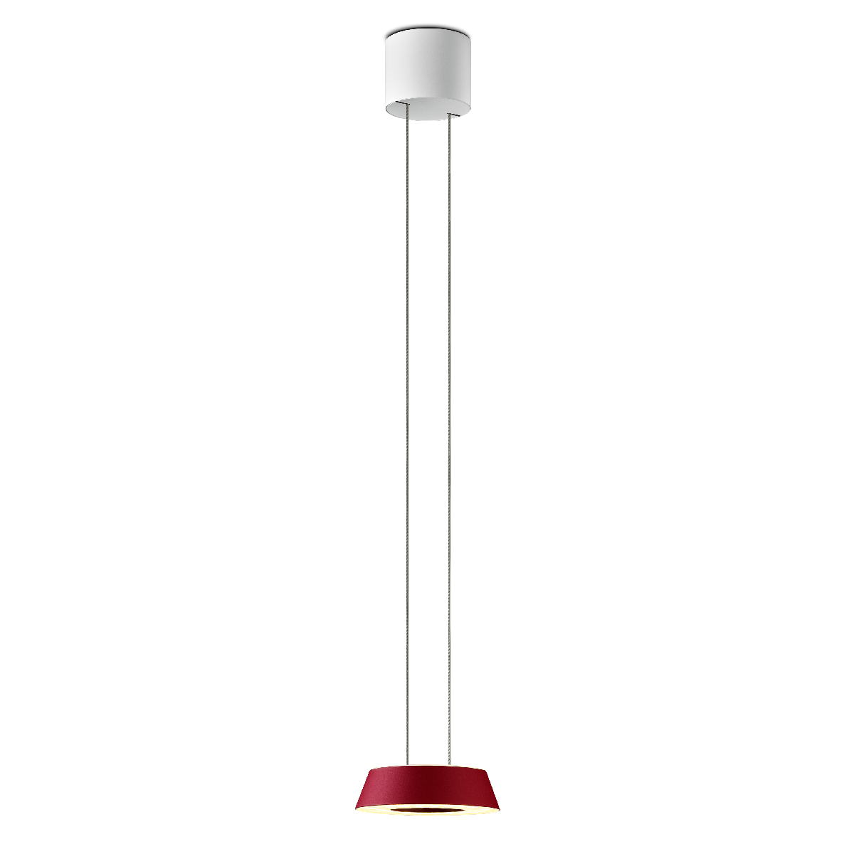 Oligo Glance LED Pendelleuchte, unsichtbare Höhenverstellung, rot matt