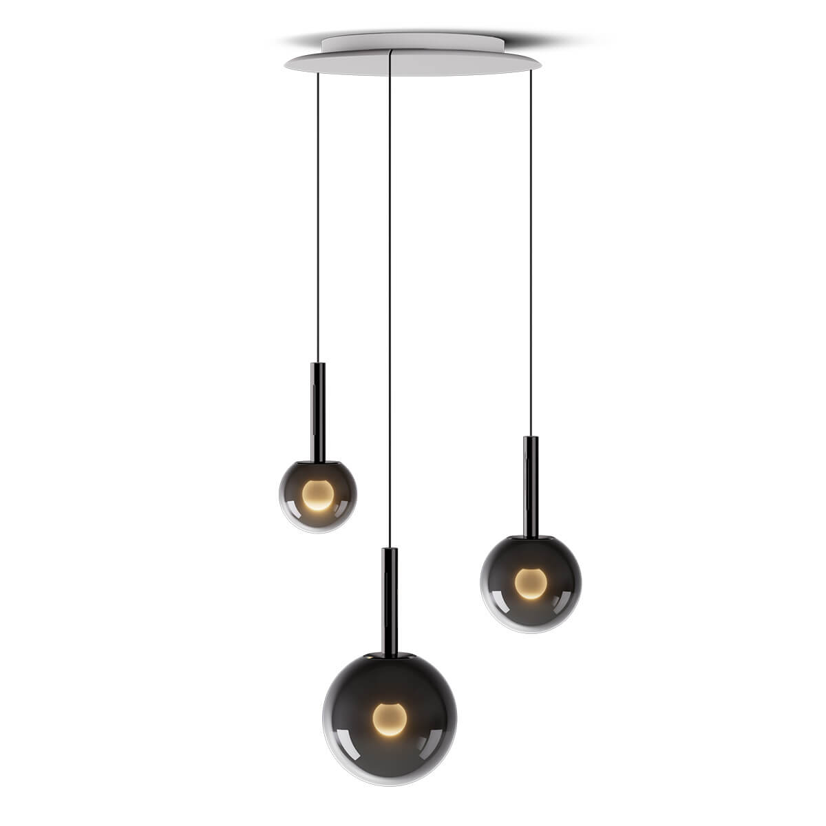 Occhio Luna sospeso cloud 3 fix LED Pendelleuchte, 20–170 cm, dark chrome
