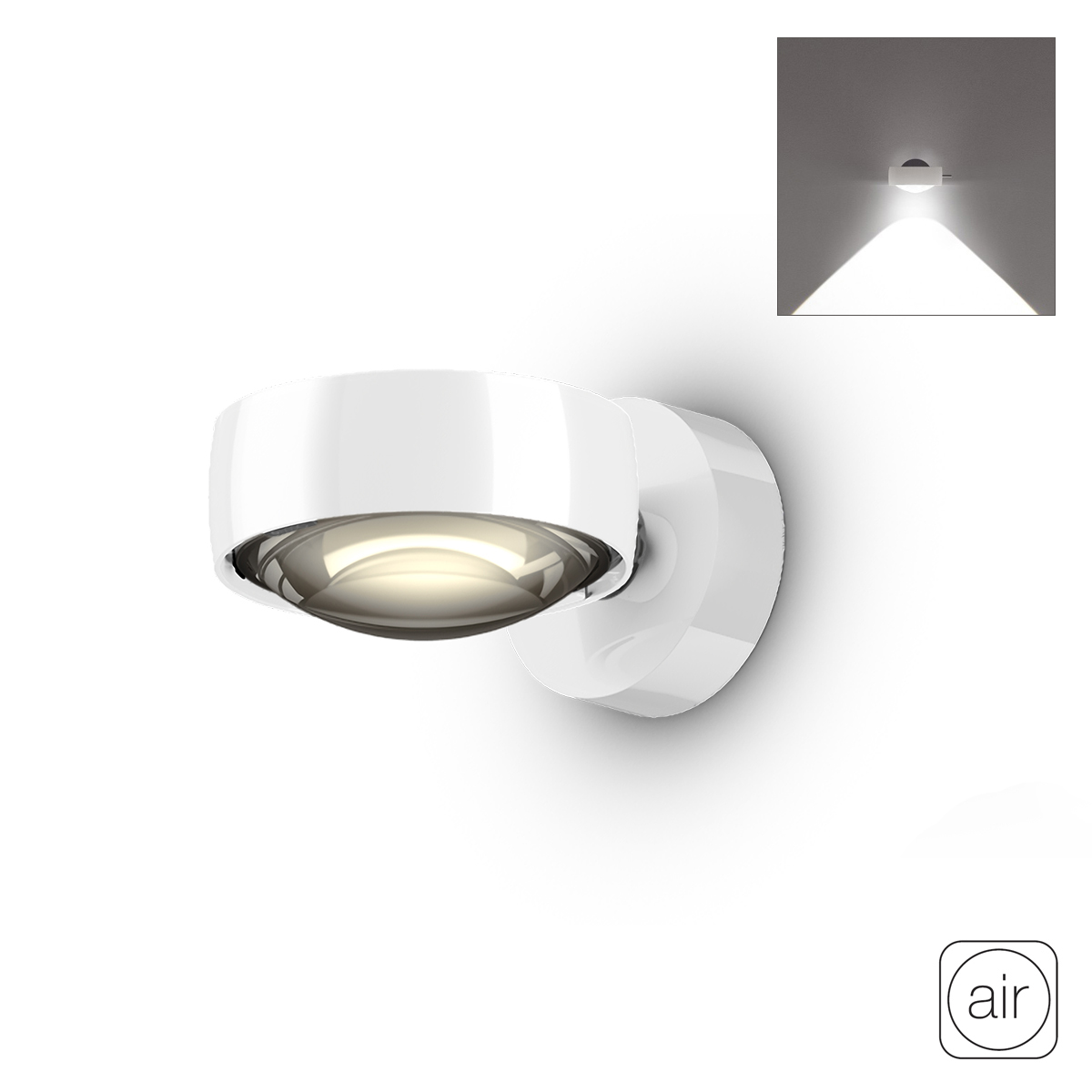 Occhio Sento C verticale up "air" LED Wandleuchte, 2700 K, Chrom / weiß glänzend