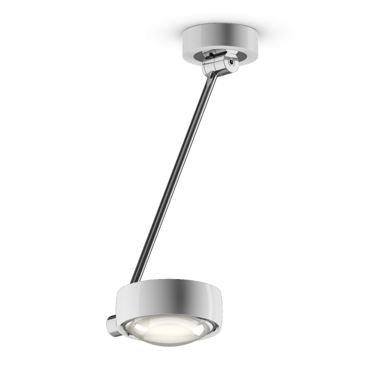 Occhio Sento C soffitto singolo up LED Deckenleuchte, 40 cm, 2700 K, Chrom / weiß glänzend