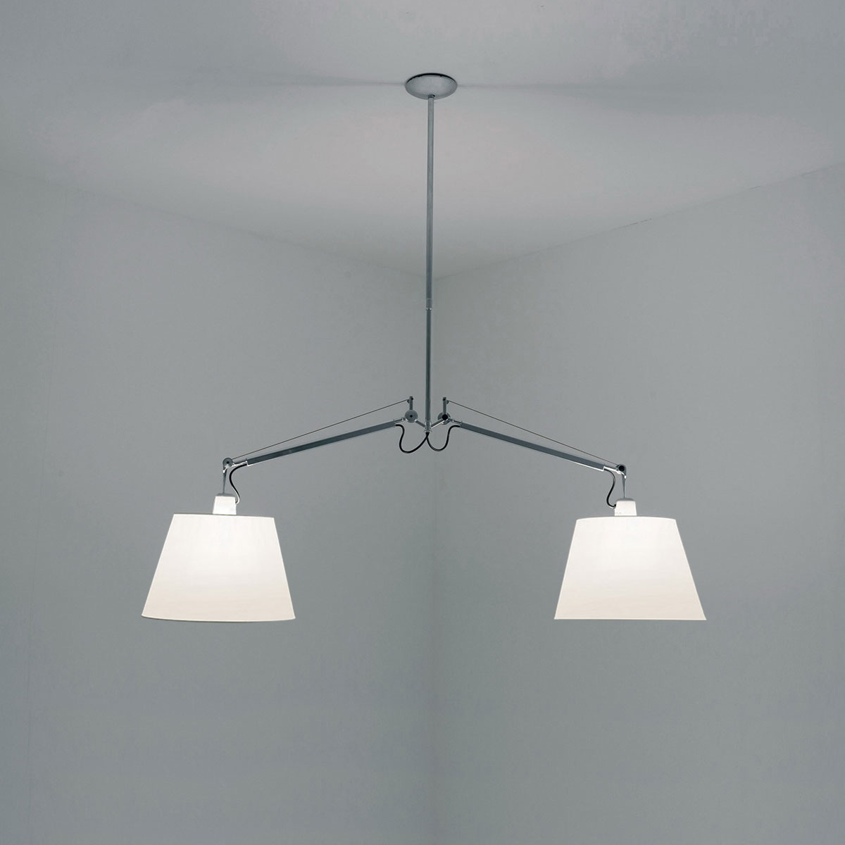 Artemide Tolomeo Sospensione Due Bracci, Pergament, Schirm Ø 32cm