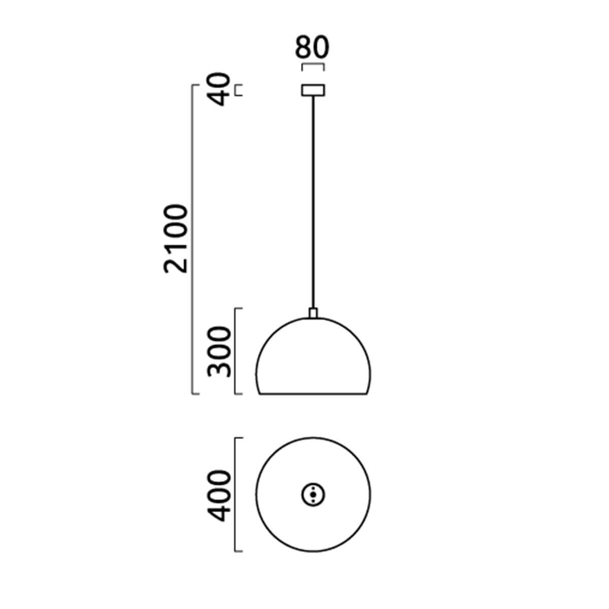 Helestra Doro Pendelleuchte, Ø: 40 cm, Maßzeichnung