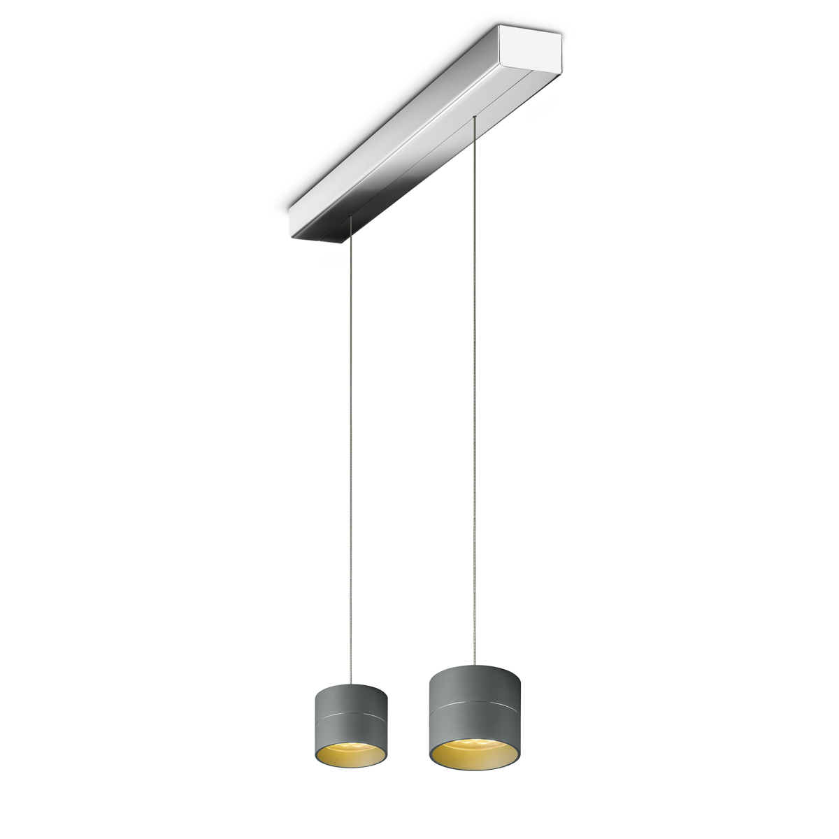 Oligo Tudor S LED Pendelleuchte, 2-flg., TW, unsichtbare Höhenverstellung, Baldachin: Chrom, grau matt
