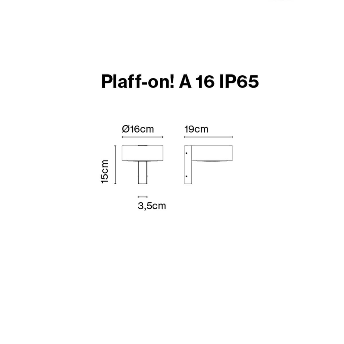 Marset Plaff-on! A IP65 LED Wandleuchte, Maßzeichnung