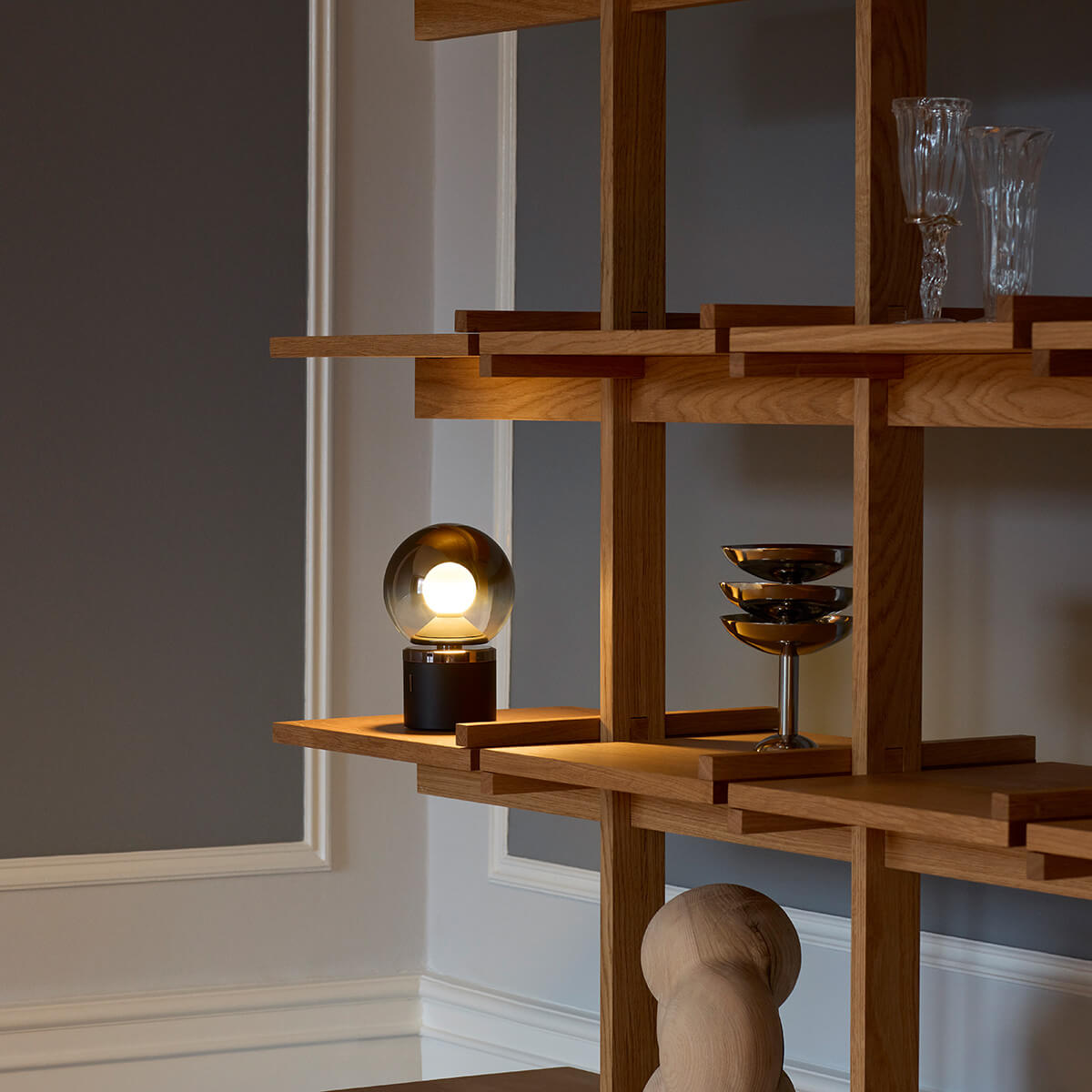 Occhio Luna pura LED Akkuleuchte, dark chrome