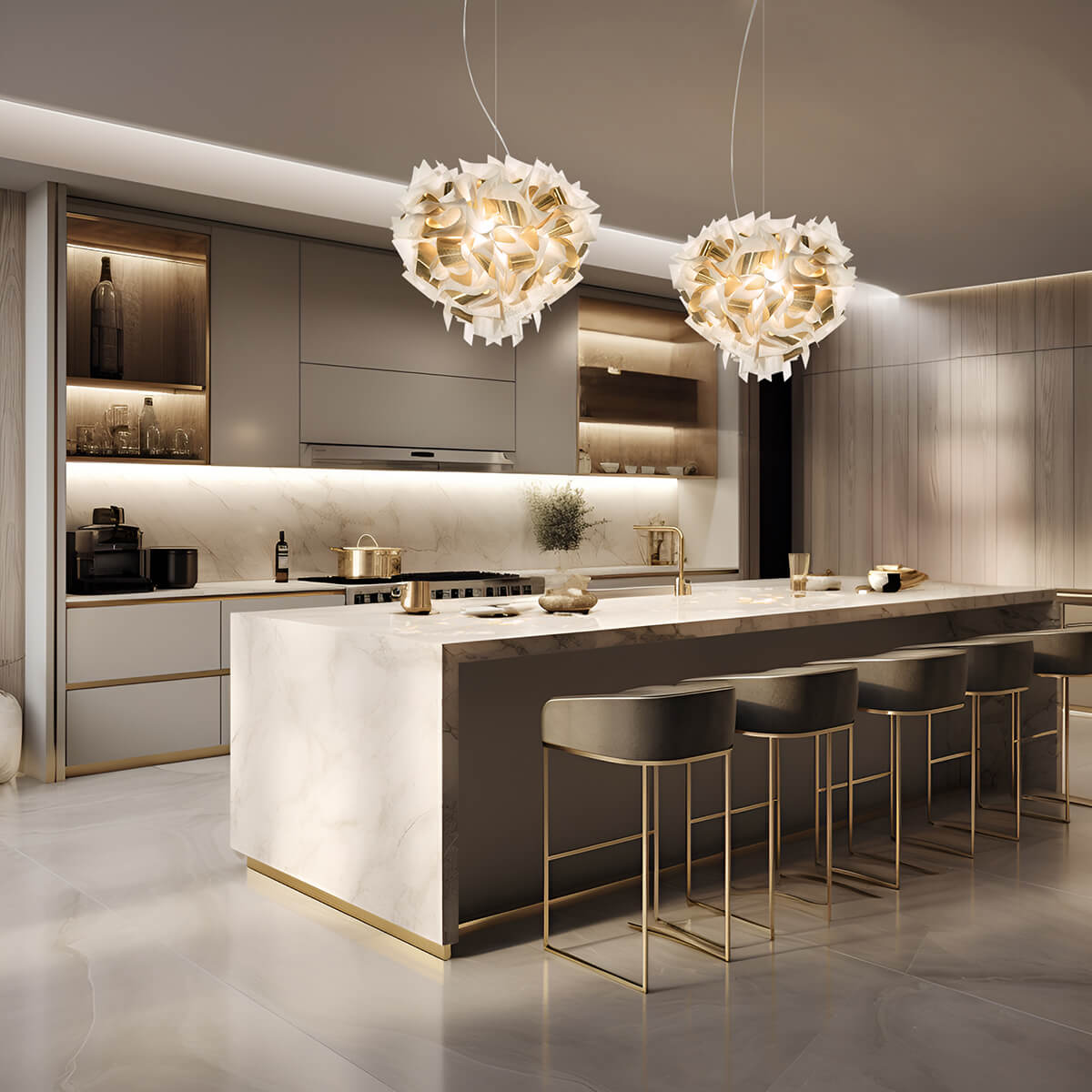 Slamp Veli Aurea Suspension, Kabel: transparent, weiß / Gold