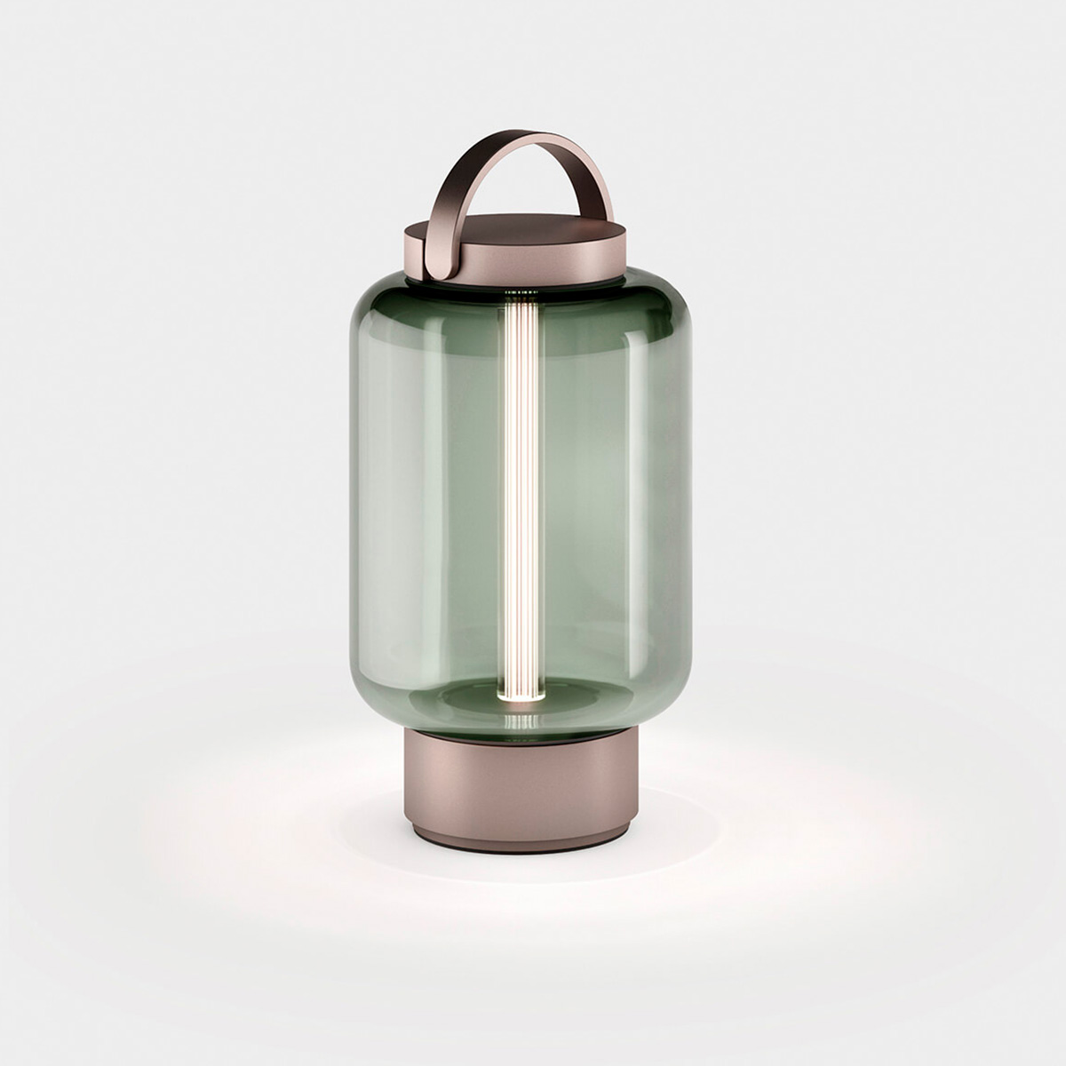 IP44.DE Qu LED Akkuleuchte, bright bronze (Bronze), Glas: Jade