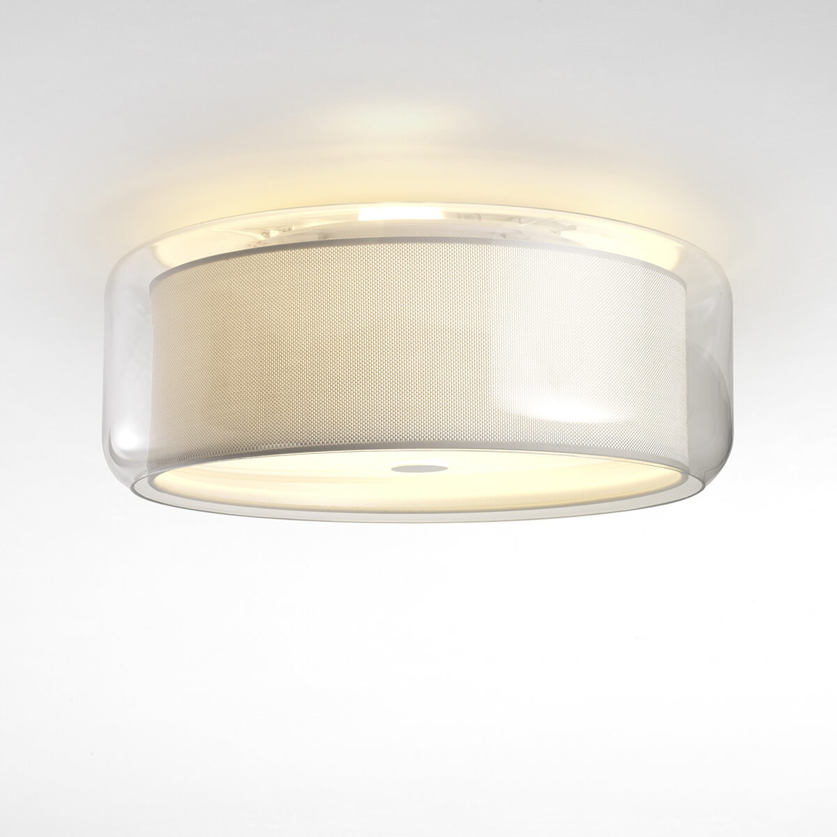Marset Mercer C Deckenleuchte, Schirm: Glas / Stoff perlweiß