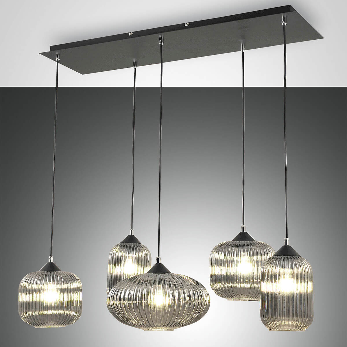 Fabas Luce Gillis Pendelleuchte, grau transparent