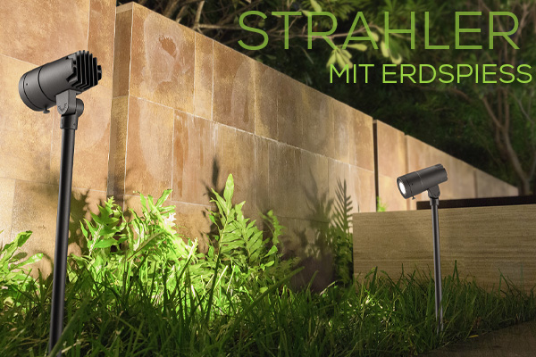 Kategoriebanner Strahler mit Erdspieß Kategoriebanner Strahler mit Erdspieß