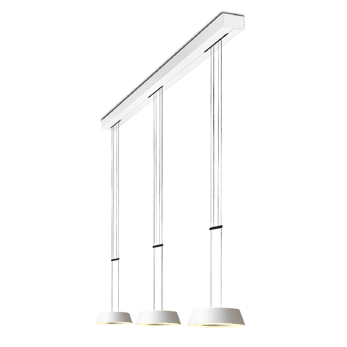 Oligo Glance LED Pendelleuchte, 3-flg., weiß matt, Baldachin: weiß matt