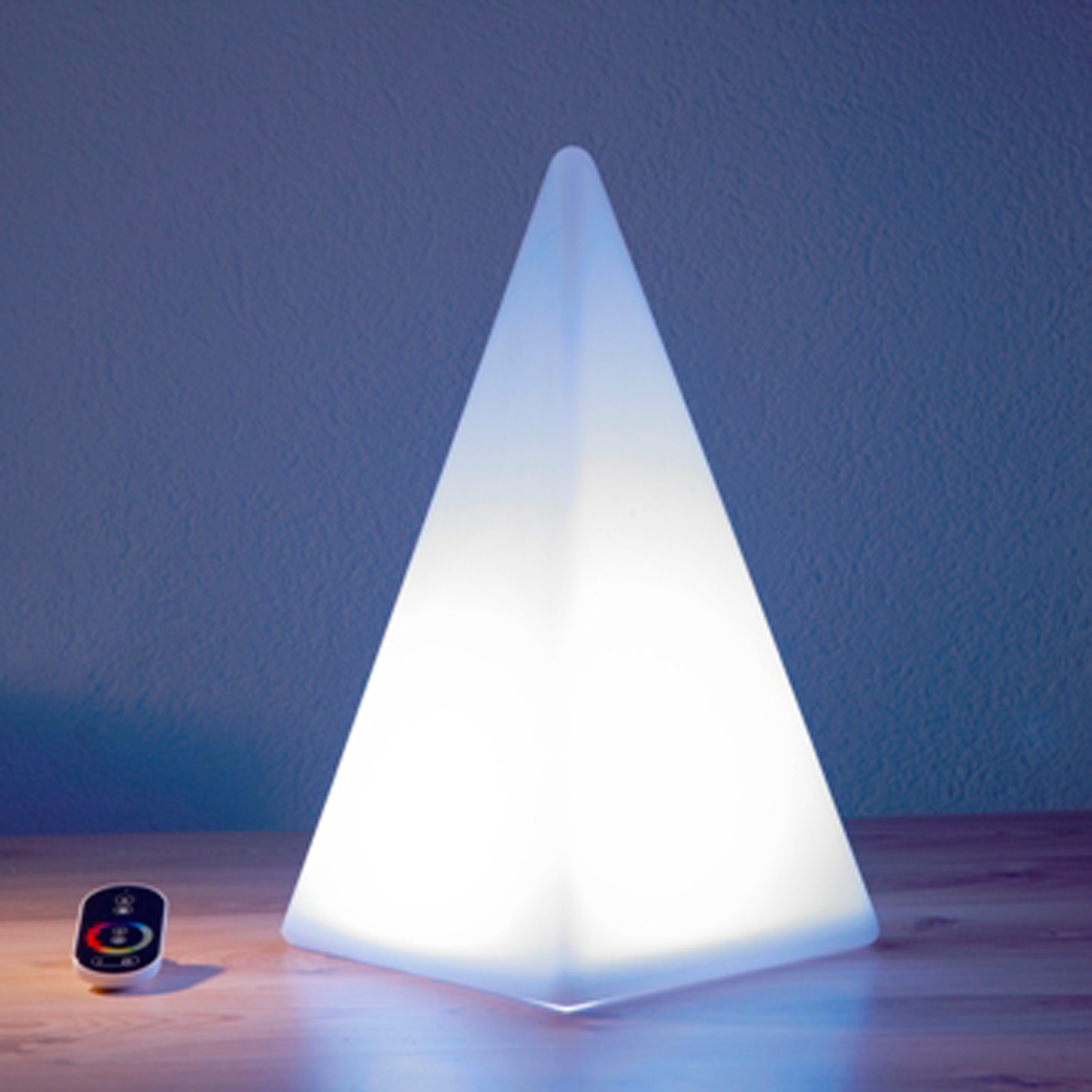 Epstein-Design Pyramide RGB LED Akkuleuchte, Höhe: 36 cm, weiß, mit Funkfernbedienung (inbegriffen)