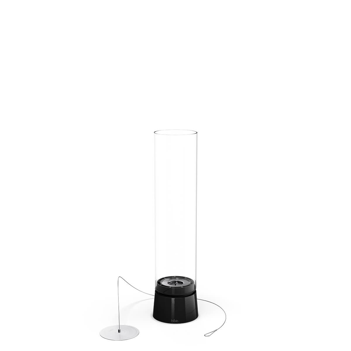 Höfats Spin air 900 Tischfeuer & Windlicht, Emaille schwarz, Eco-Ring und Löschdeckel (inbegriffen)