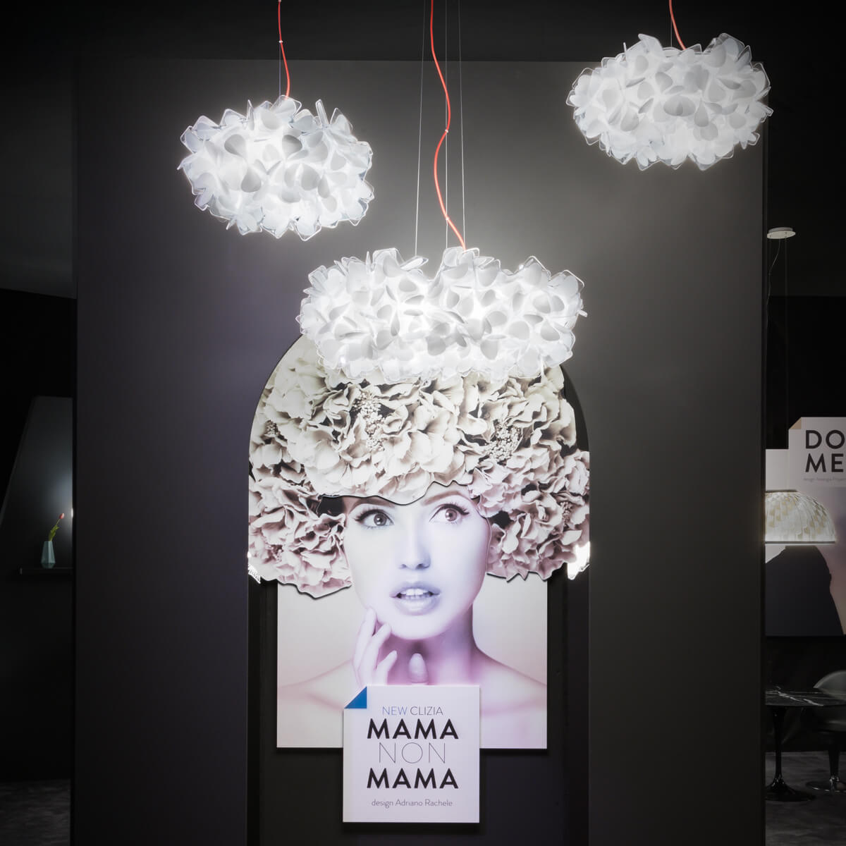 Slamp Clizia Mama non Mama Suspension und Clizia Mama non Mama Suspension Large, weiß, Textilkabel: rot