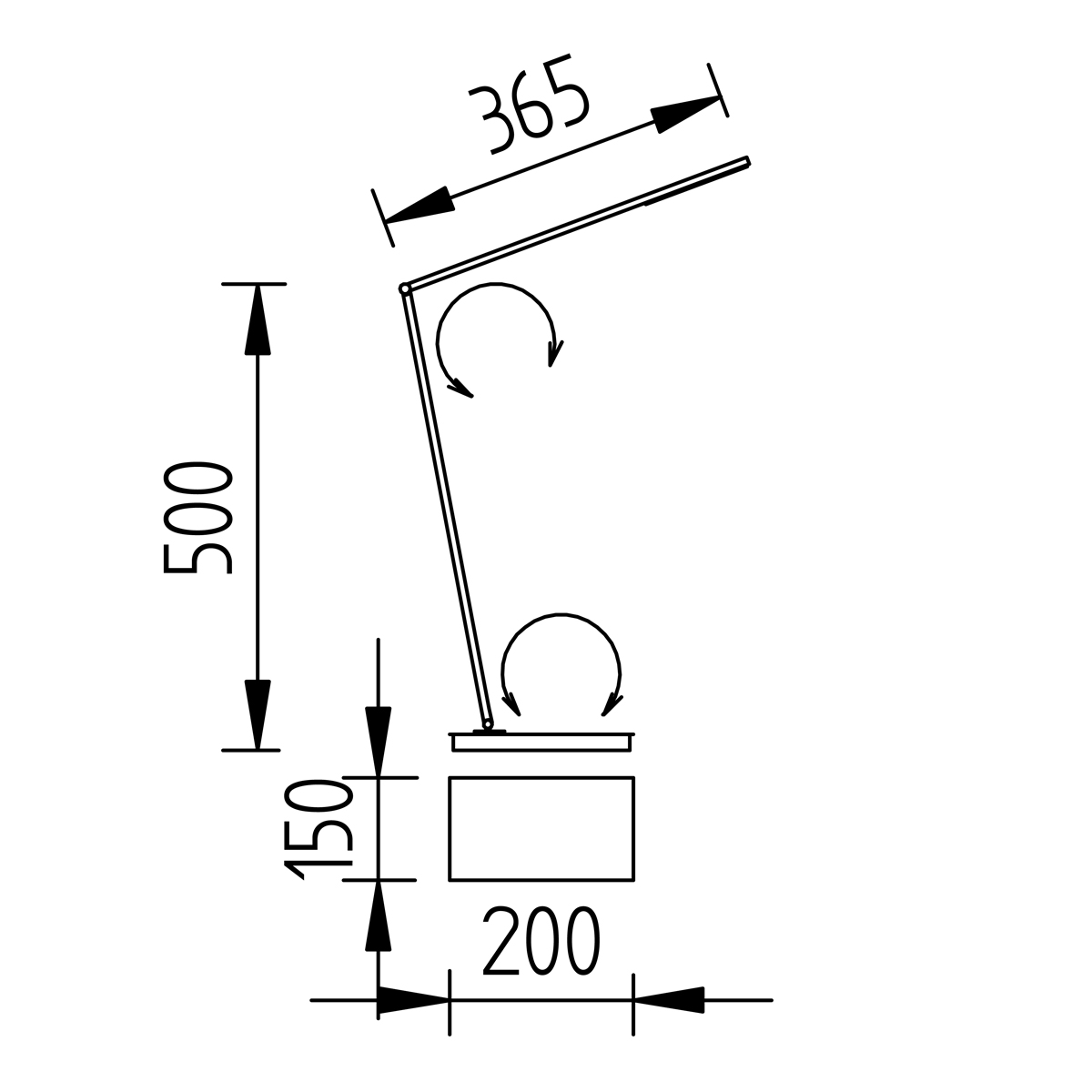 Knapstein Juli-T LED Tischleuchte, Maßzeichnung