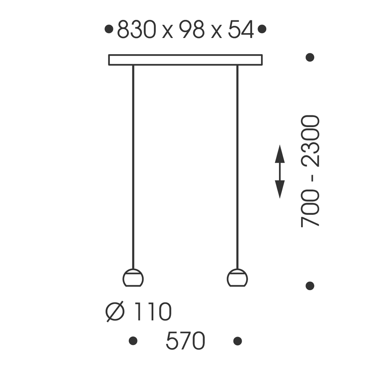 Oligo Balino LED Pendelleuchte, 2-flg., unsichtbare Höhenverstellung, Baldachin: Chrom