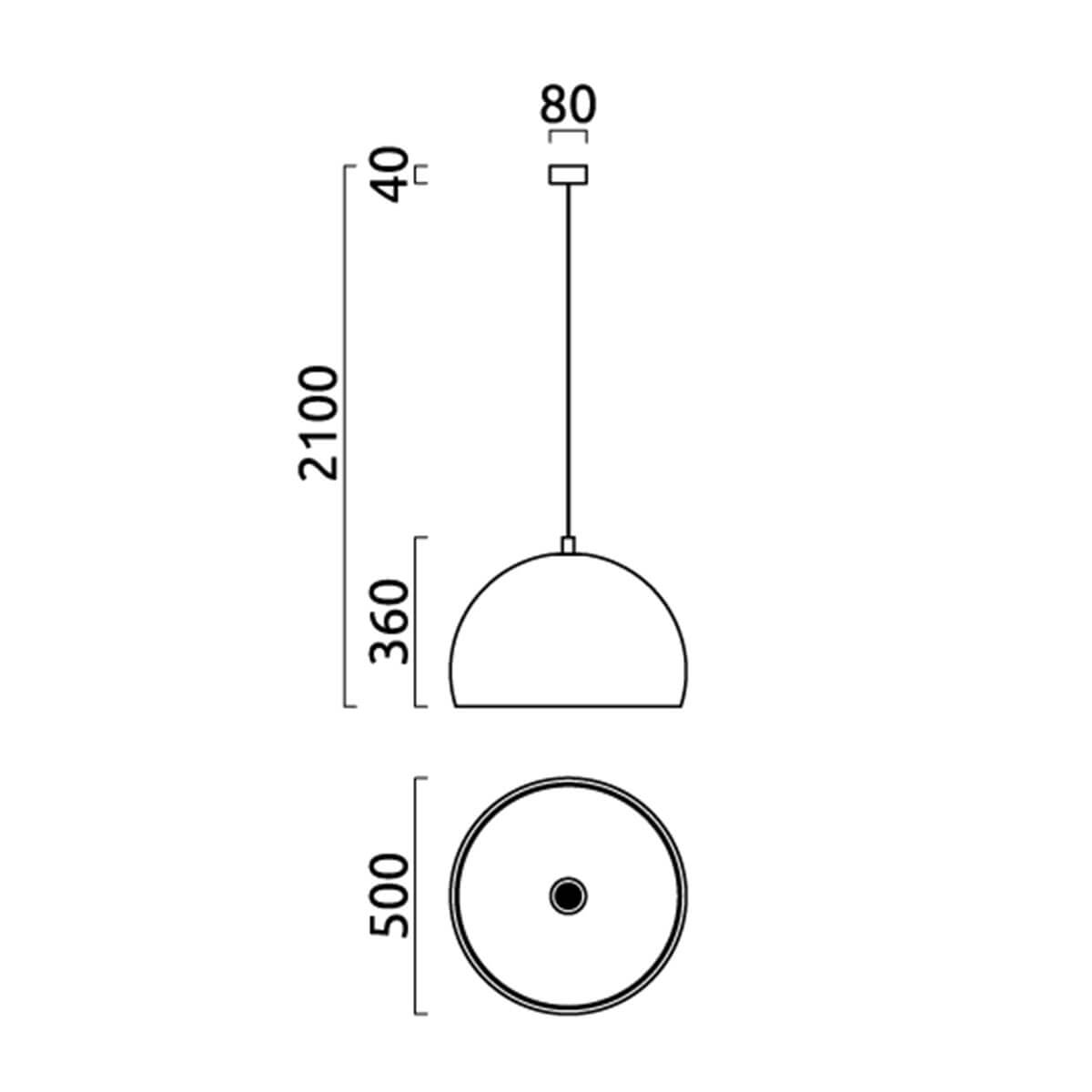 Helestra Doro Pendelleuchte, Ø: 50 cm, Maßzeichnung