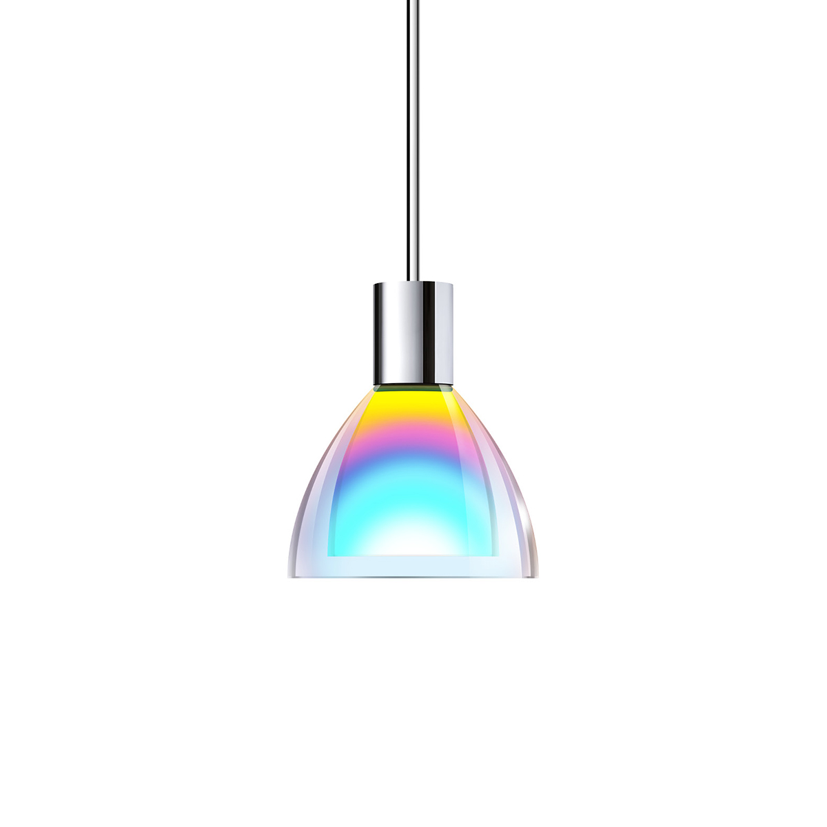 Bruck Duolare Silva Neo Ø: 11 cm Fassung: Chrom Pendelleuchte Glas: dichroitisch blau - magenta