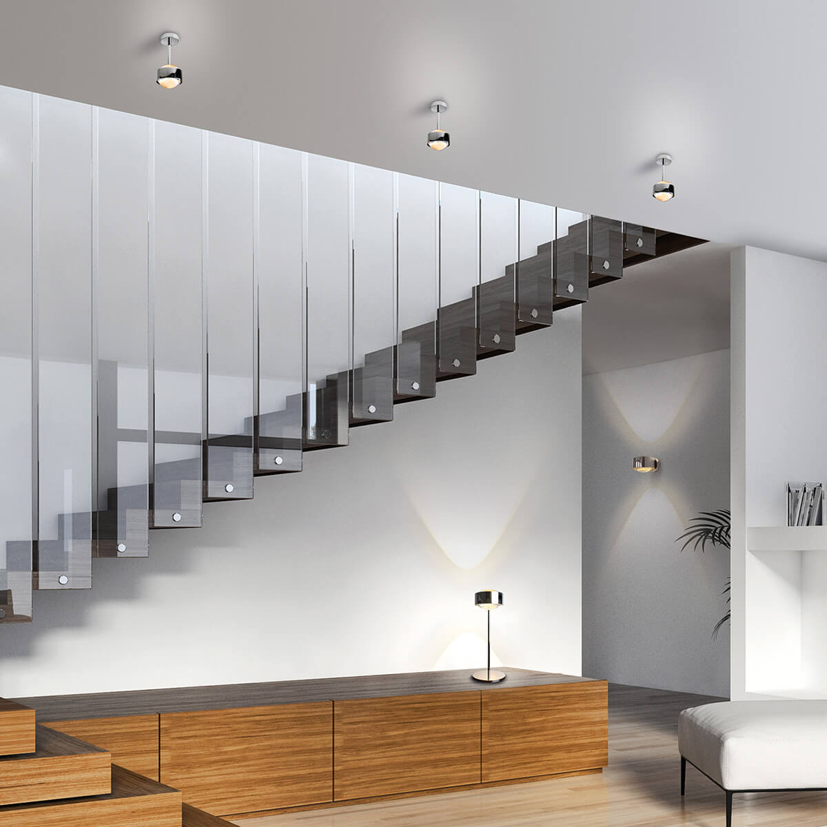 Top Light Puk Mini Eye Ceiling LED Deckenleuchte, Chrom, mit Linse klar