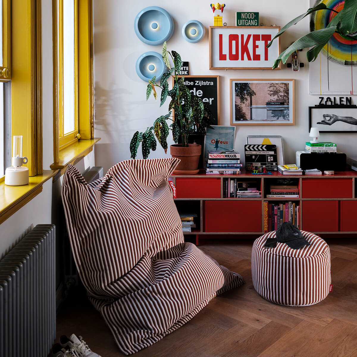 Fatboy Original Slim Terry Sitzsack und Point Terry Hocker, Cognac creme