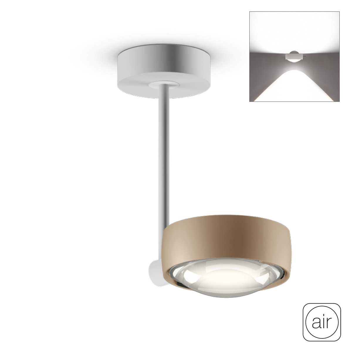 Occhio Sento E faro up "air" LED Deckenleuchte, 2700 K, 20 cm, gold matt / weiß matt